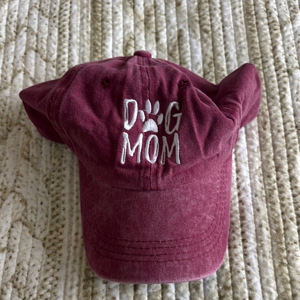 Dog Mom Embroidered Baseball Cap - Wine - Picture 2 of 6